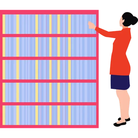 Girl is standing in library  Illustration