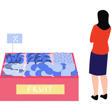 A Girl Is Standing In The Market Illustration