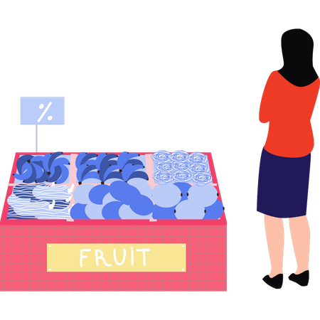 Girl is standing in the market  Illustration