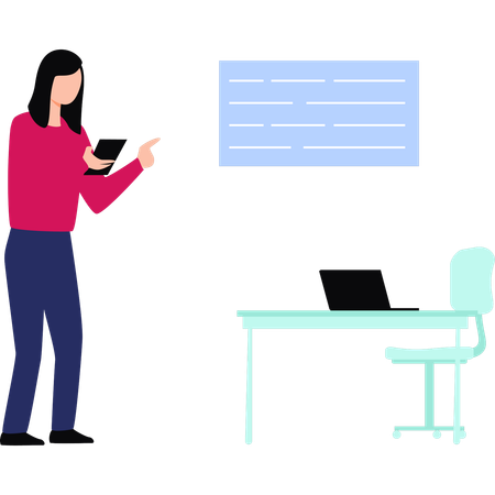 Girl is standing in the office  Illustration
