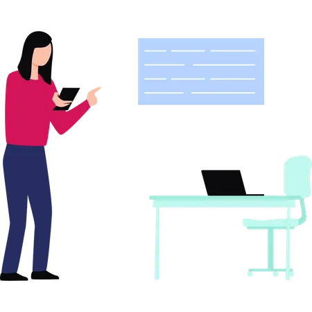 Girl is standing in the office  Illustration