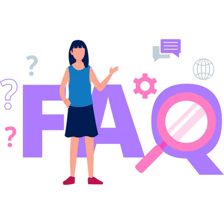 Girl is standing near faq  Illustration