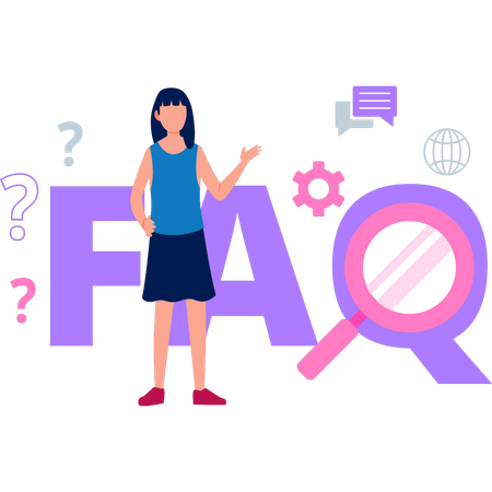 Girl is standing near faq  Illustration