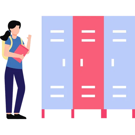 A Girl Is Standing Near The Lockers Illustration