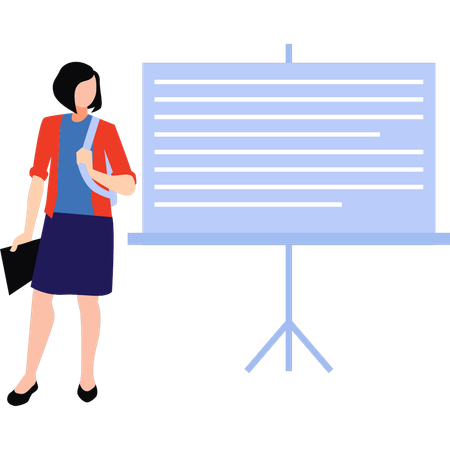 Girl is standing near the presentation board  Illustration