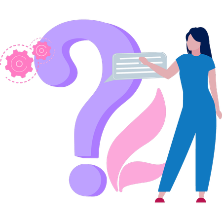 Girl is standing near the question mark  Illustration