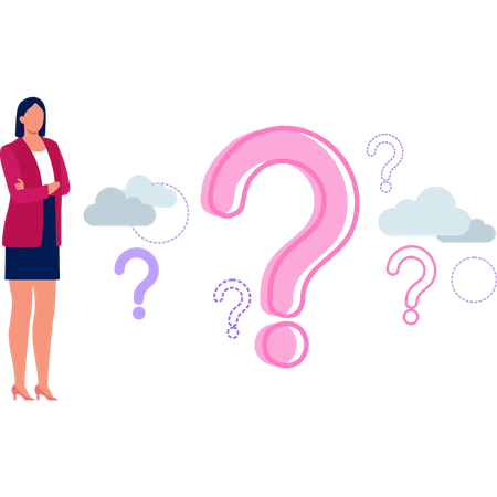 Girl is standing near the question sign  Illustration