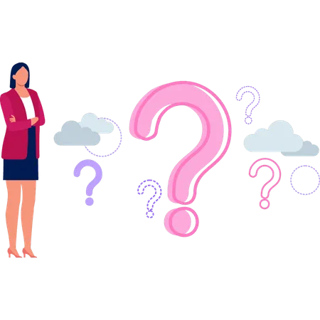 Girl is standing near the question sign  Illustration