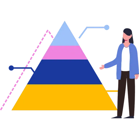 The Girl Is Standing Next To The Graph Pyramid Illustration
