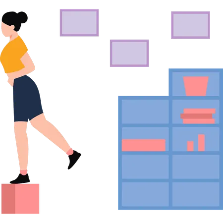 Girl is standing on block  Illustration