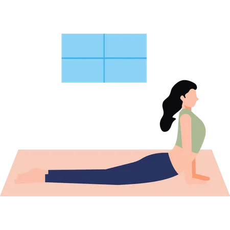 Girl is stretching at home  Illustration