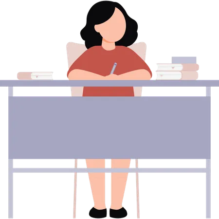 Girl is studying in classroom  Illustration