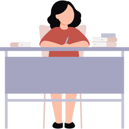 Girl is studying in classroom  Illustration