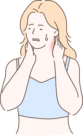 Girl is suffering from neck pain  Illustration