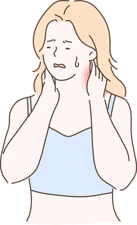 Girl is suffering from neck pain  Illustration