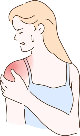 Girl is suffering from shoulder injury  Illustration