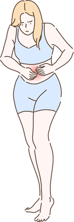 Girl is suffering from stomach pain  Illustration