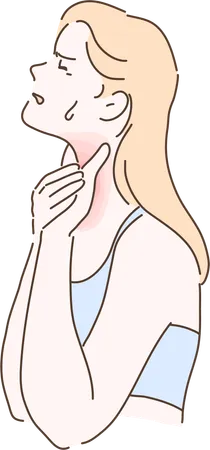 Girl is suffering from throat infection  Illustration