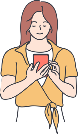 Girl is surfing on mobile  Illustration