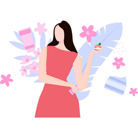 Girl is taking care of herself  Illustration