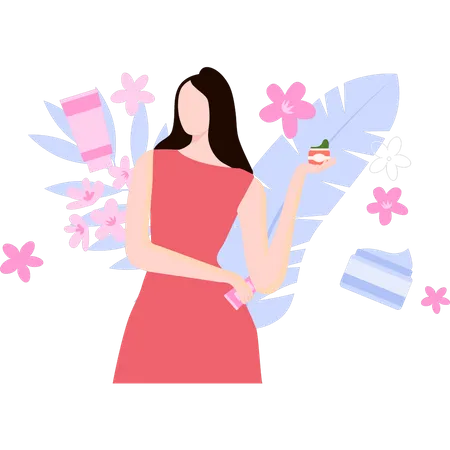 Girl is taking care of herself  Illustration