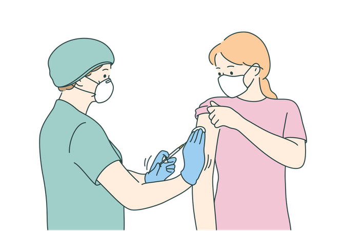 Girl is taking covid vaccine  Illustration