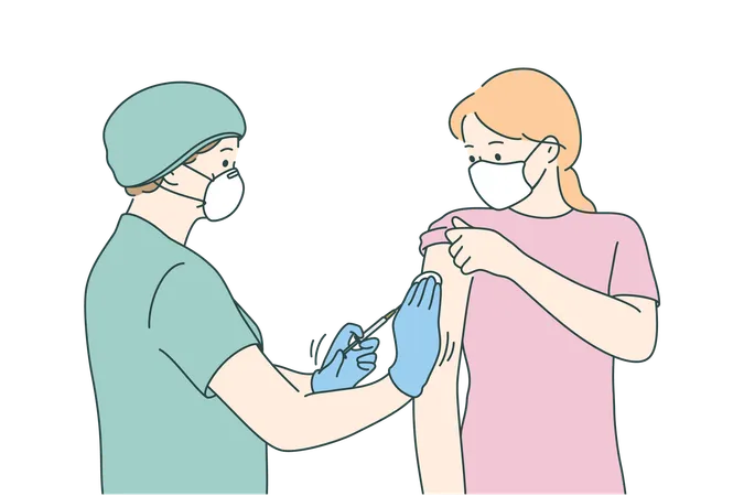 Girl is taking covid vaccine  Illustration