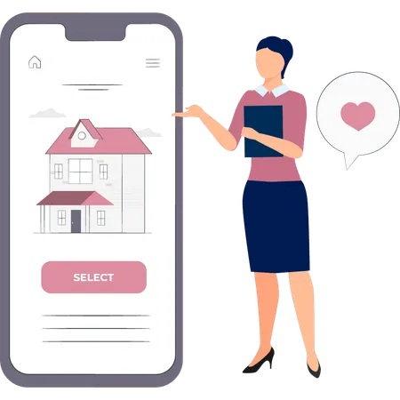 Girl is talking about choosing a house  Illustration