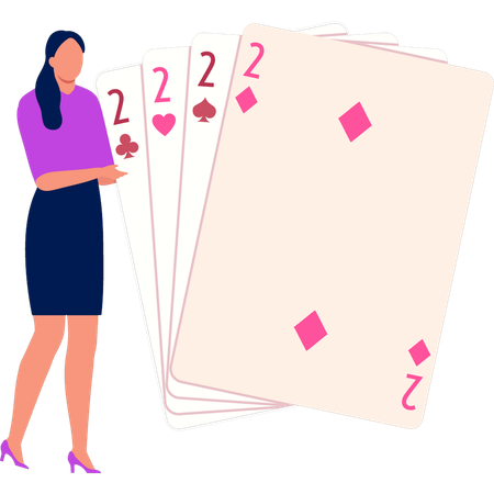 Girl is talking about gambling cards  Illustration