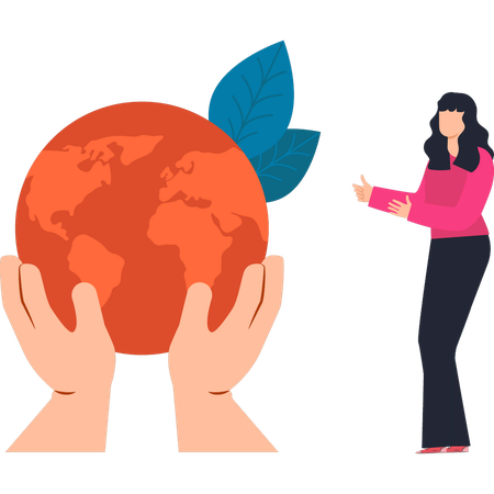 Girl is talking about taking care of the earth  Illustration
