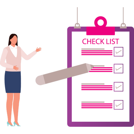 Girl is talking about the checklist  Illustration