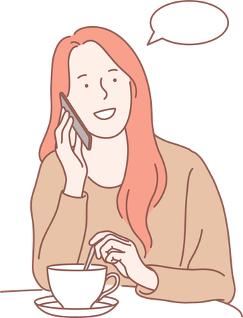 Girl is talking on phone  Illustration