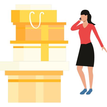 Girl is talking on the phone  Illustration