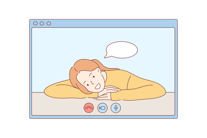 Girl is talking on video call  Illustration