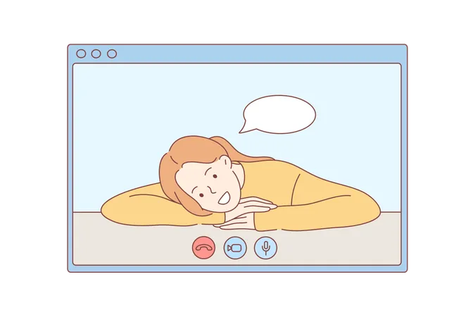 Girl is talking on video call  Illustration