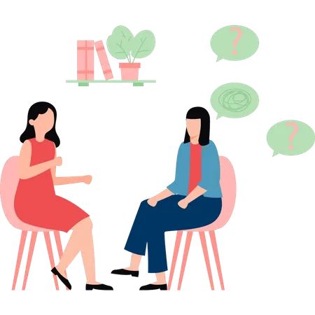 Girl is talking to a therapist  Illustration