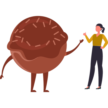 Girl is talking to Donut  Illustration