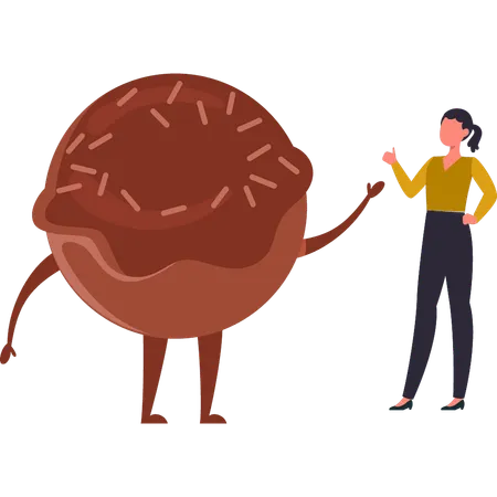 Girl is talking to Donut  Illustration