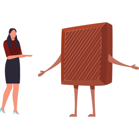 Girl is talking to the chocolate  Illustration