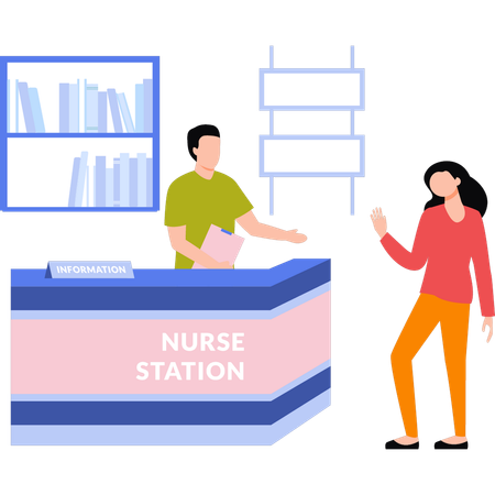 Girl is talking to the nurse station  Illustration