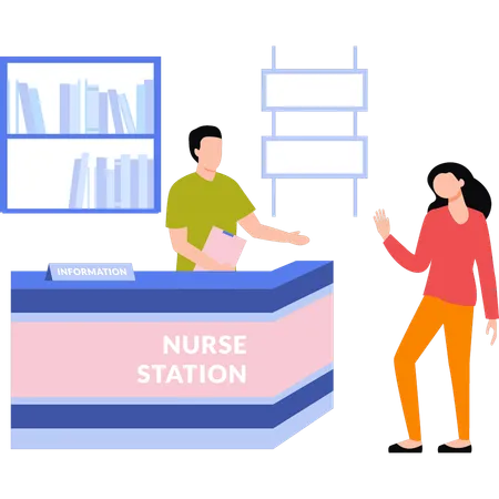 Girl is talking to the nurse station  Illustration