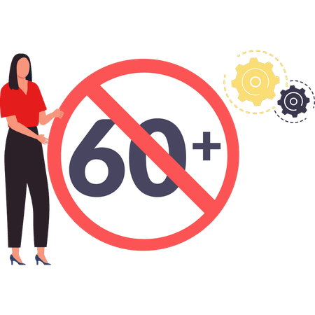 Girl is telling about 60+ ban message  Illustration