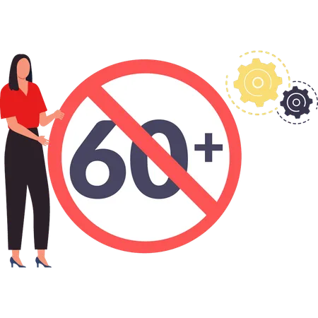 Girl is telling about 60+ ban message  Illustration