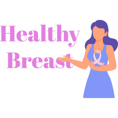 Girl is telling about healthy breast  일러스트레이션