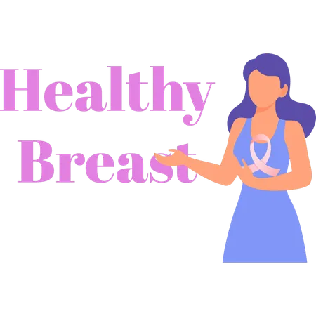A Girl Is Telling About Healthy Breast Illustration
