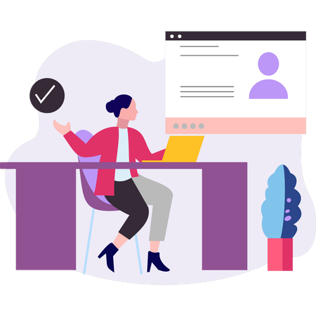 Girl is telling about online sign in account  Illustration