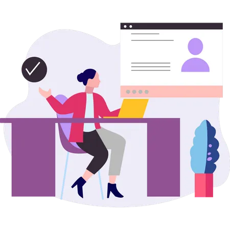 Girl is telling about online sign in account  Illustration