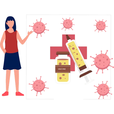Girl is telling about prevention of virus through vaccine  Illustration