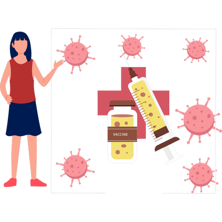 Girl is telling about prevention of virus through vaccine  Illustration