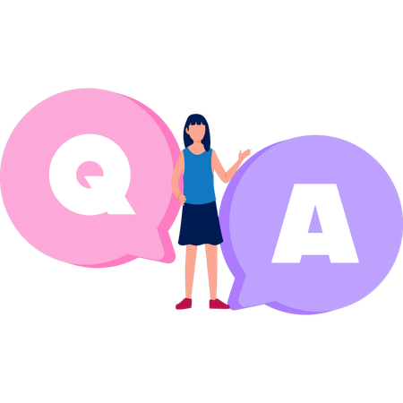Girl is telling about question and answer  Illustration